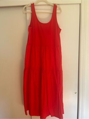 J. Crew Factory Bright Red Sleeveless Tiered Maxi Dress
